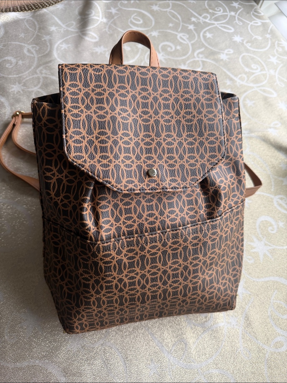 Stylish Brown Patterned Women’s Backpack